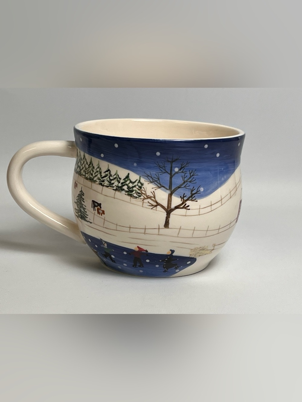 Bath & Body Works Holiday 1998 Winter  Scene Coffee Soup Cup Mug Extra Large